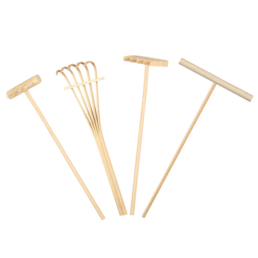 4 Pcs Sand Rake Zen Adornments Bamboo Rakes Toy Creative Crafts Beach Toys Painting Tool Mini Push Tools