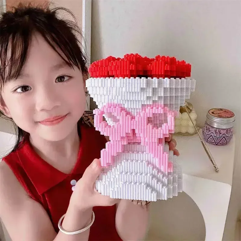 

Красная роза, пучок строительных блоков, вечный цветок, сборка, игрушки, подарок на день Святого Валентина, украшение для подруги