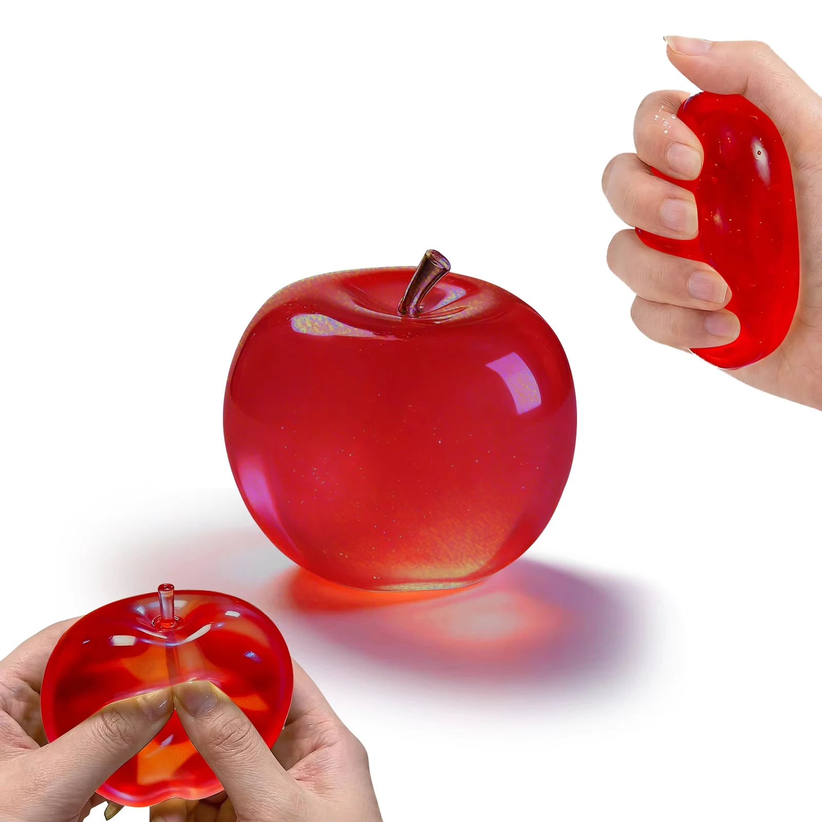 Glitzer-Kristall-Apfel Quetschball Stressabbau Sensorisches Fidget-Spielzeug Niedliche Schreibtischdekoration Erwachsenen-Partyzubehör Geschenk Neujahrsparty-Artikel