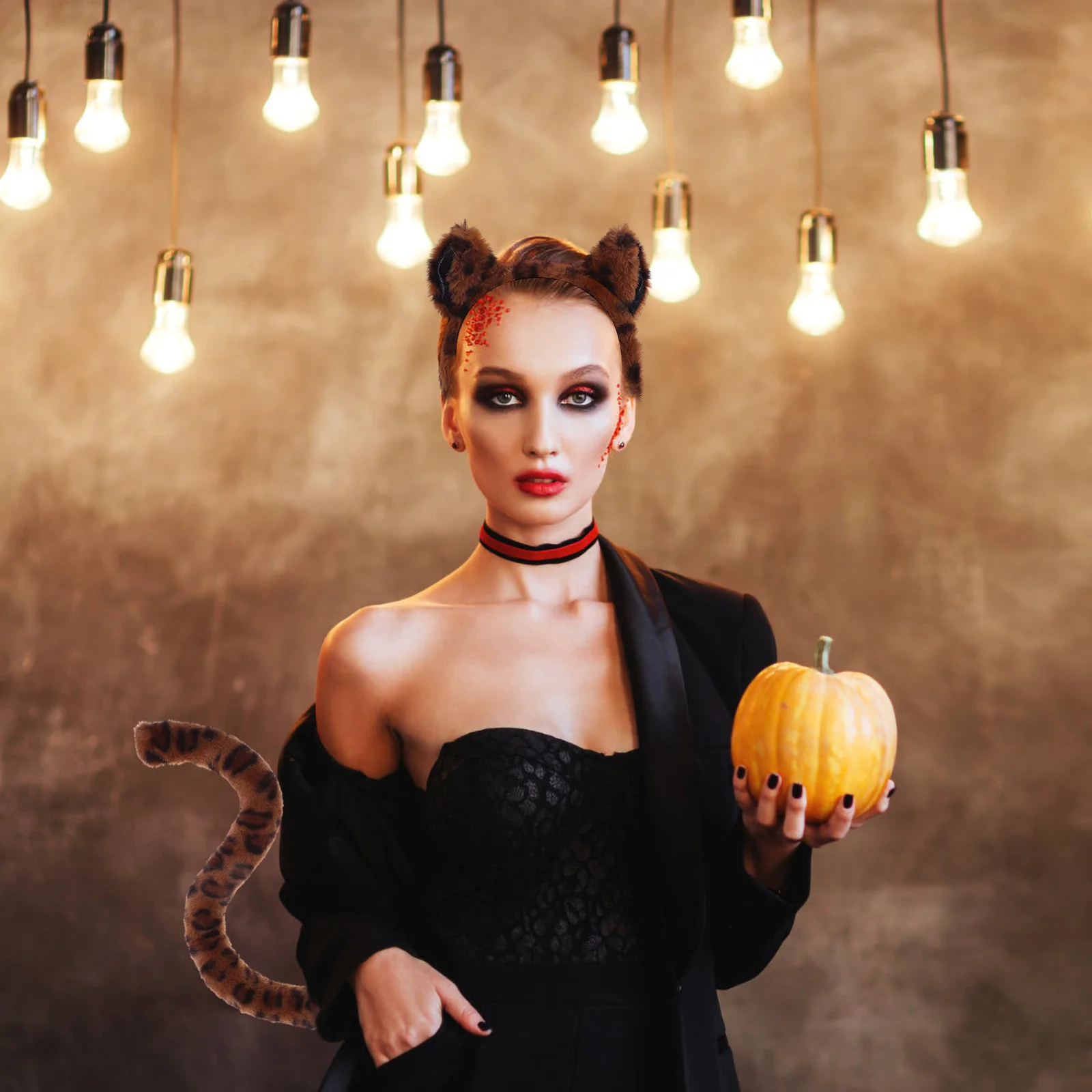 Kit de gants queue de chat, bandeau oreilles de chat, Costume de fête, carnaval, accessoires de Cosplay d'animaux, accessoires de décoration de scène, 1 ensemble