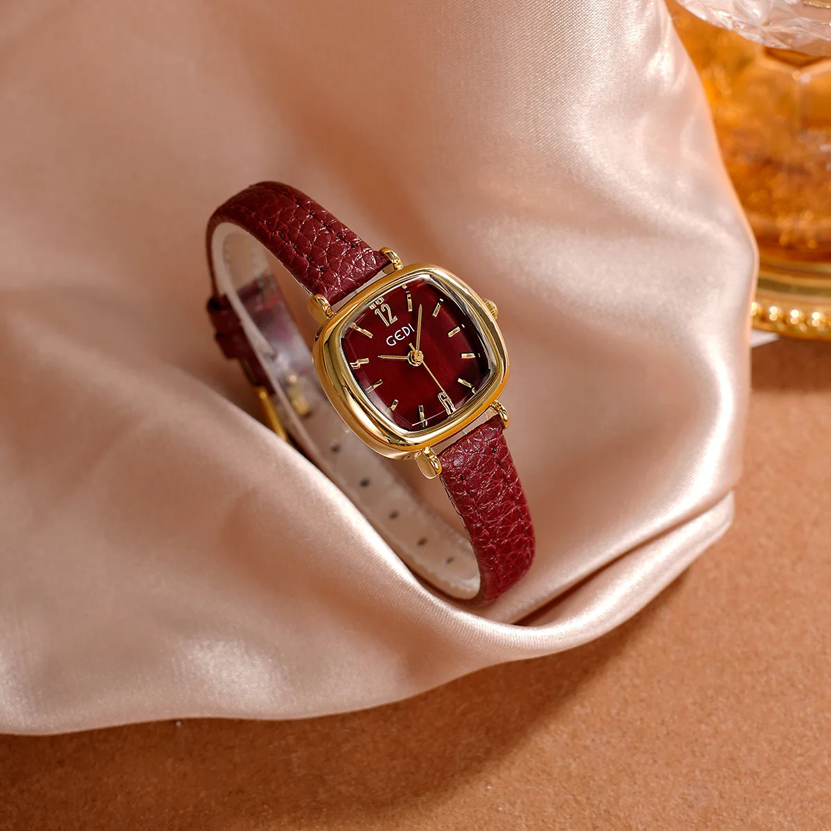Goldie Simple High Beauty Ankela Red Student Watch Small, Exquisite, High Grade Women's Belt Quartz Watch