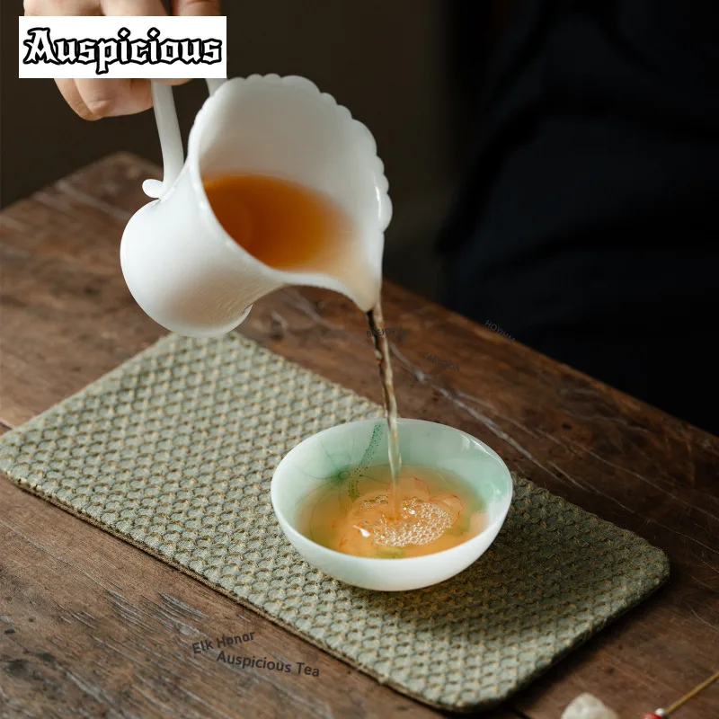 ZAEYORIA 90ml Ice Crystal Jade Ore Mud Teacup Lotus Koi Fish Tea Bowl Tea-tasting Smelling Cup Jianzhan Master Cups Tea Services
