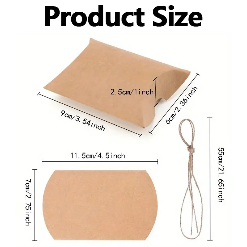 50/100PCS Multicolor Kraft Paper Pillow Box Christmas Kraft Paper Pillow Box Wedding Birthday Packaging Supplies Decorations