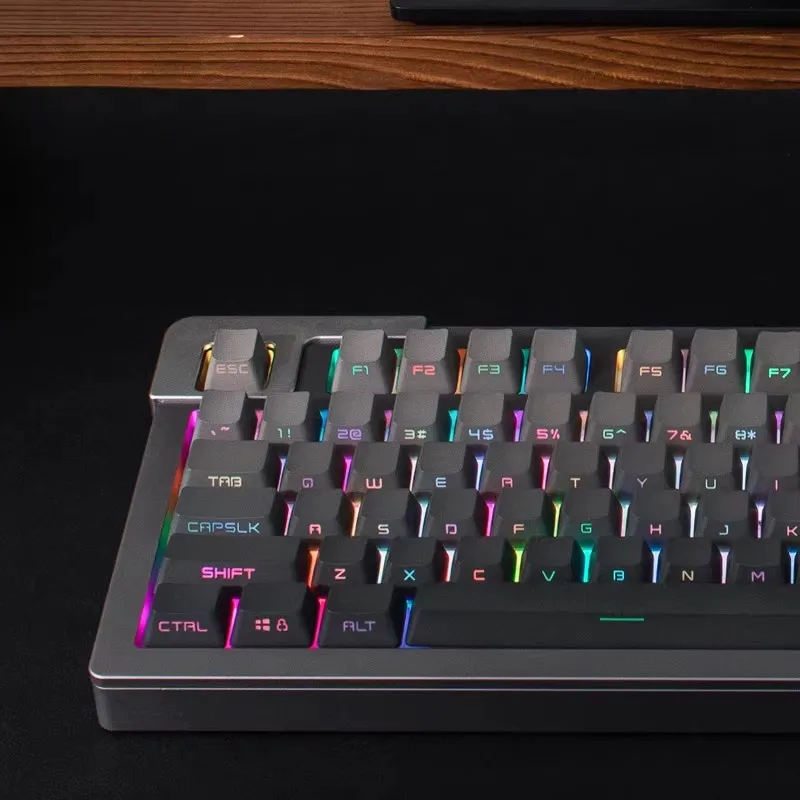 Grey Keycap Set 134 Keys PBT Double Shot Side Print Shine Through Backlit Keycaps For MX Switch Custom Mechanical Keyboard