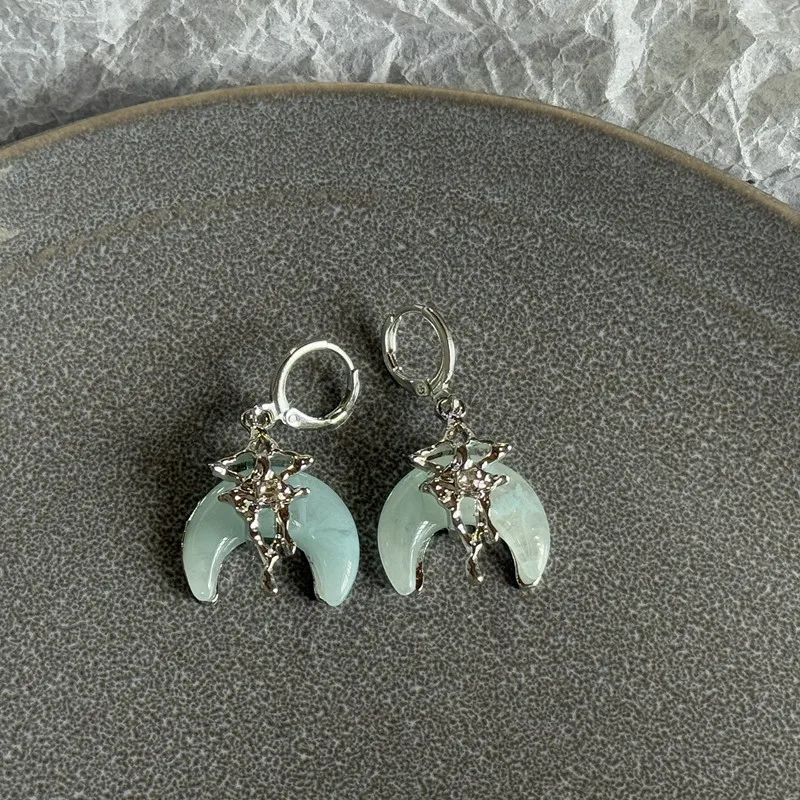 Y2K Sun Moon الفولاذ المقاوم للصدأ هوب القرط العصرية الكلاسيكية هوب ترصيع للنساء مجوهرات الأزياء