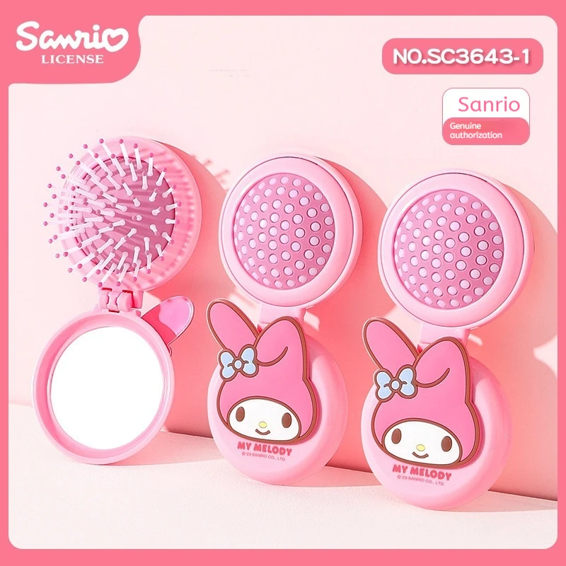 Sanrio Hello Kitty Air Cushion Comb Kuromi Action Figure Toys Folding Portable Soft and Comfortable Massage Comb Girl Gift