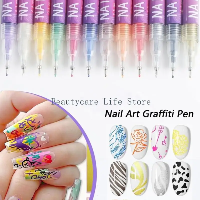 

652C Маркеры для дизайна ногтей Прочный пластиковый корпус Точный наконечник 0,5 мм для легкого нанесения и художественного