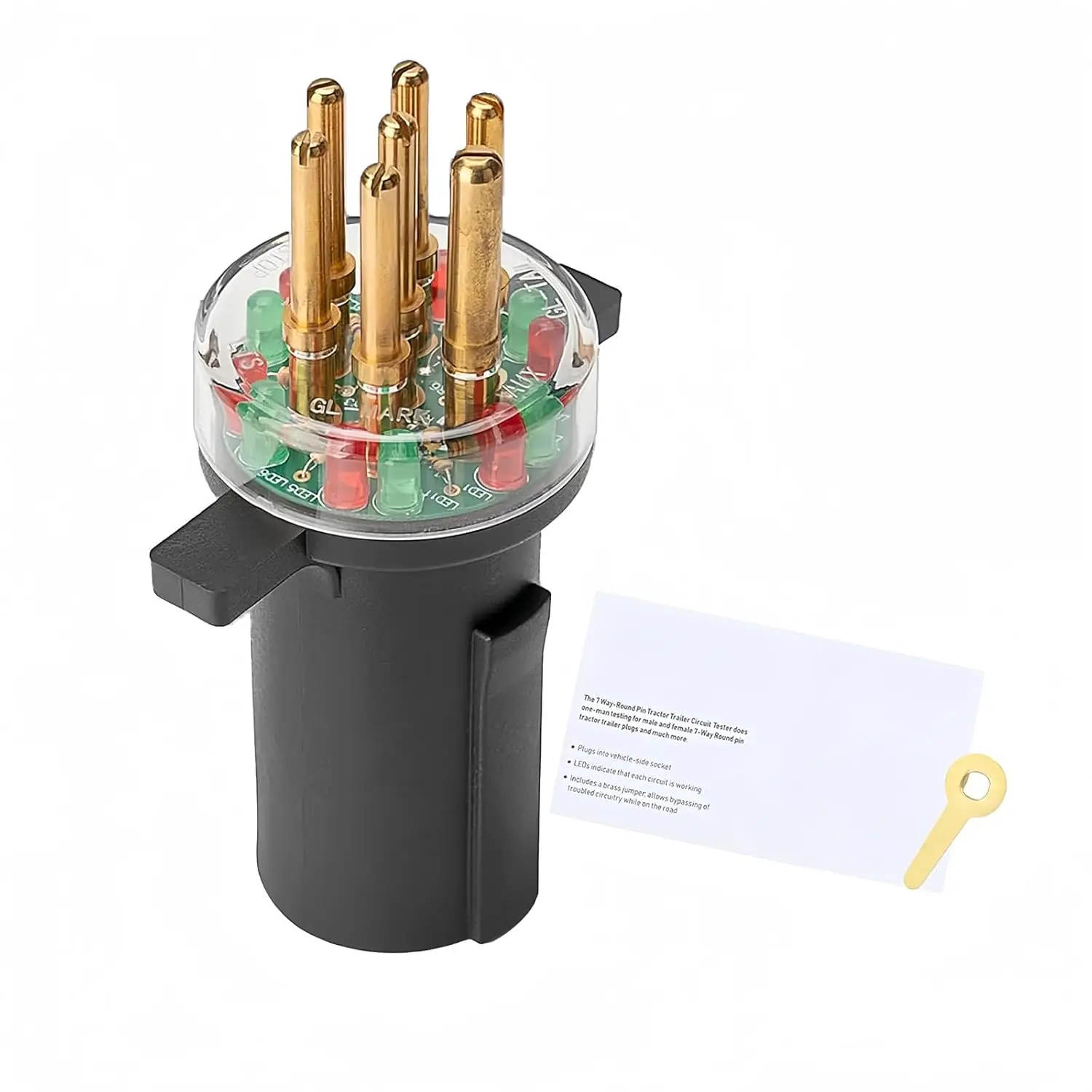 

7-Way Round Pin Tractor Plug Tester Trailer Circuit;Trailer Light Tester;Tractor Trailer Circuit Replace #7865L