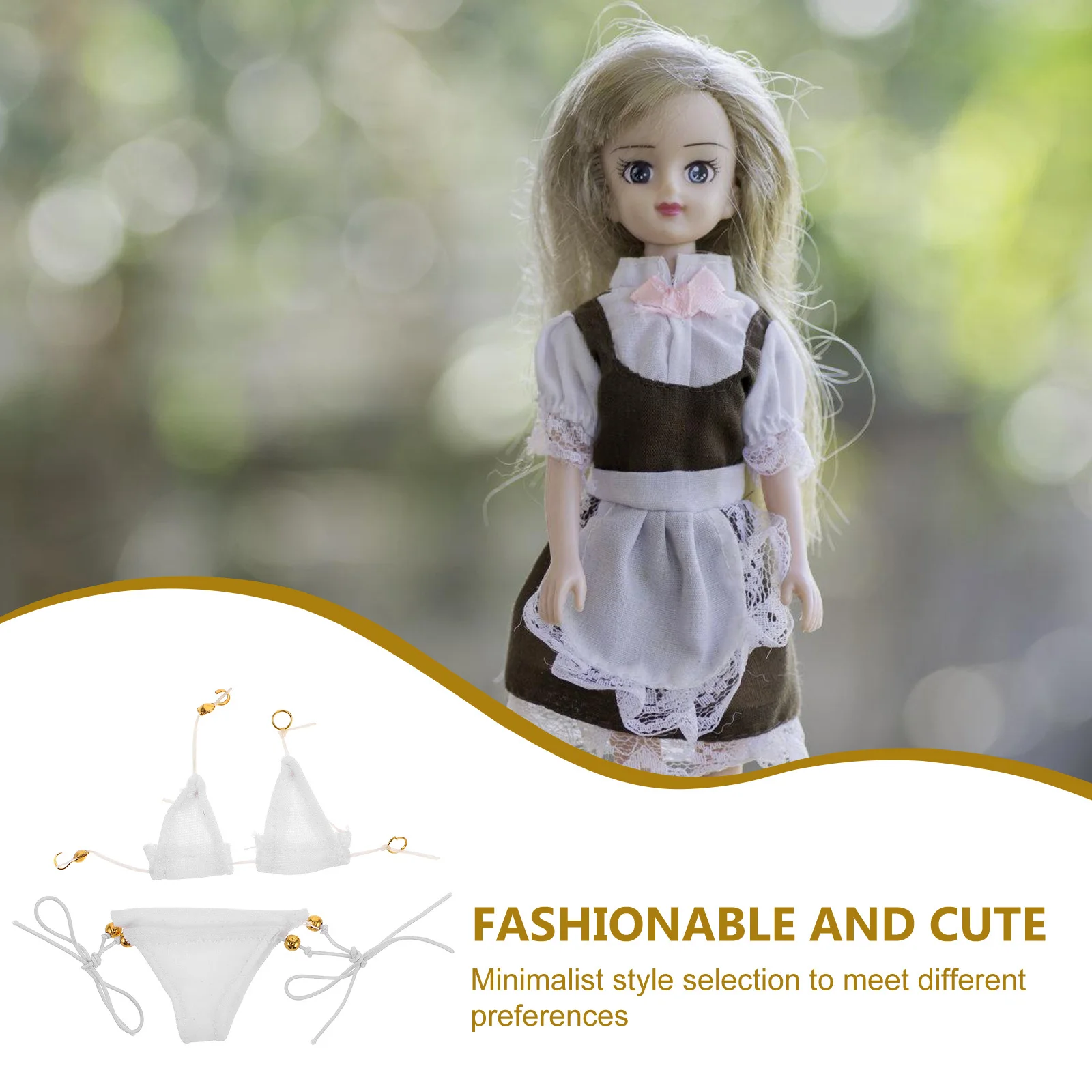 1 zestaw 1 Komplet Strój Kąpielowy: Ozdobny Strój Kąpielowy Letnie Bikini dla Dziewczynki na Wakacje na Plaży Zabawa Miniaturowe Rekwizyty Odzieżowe