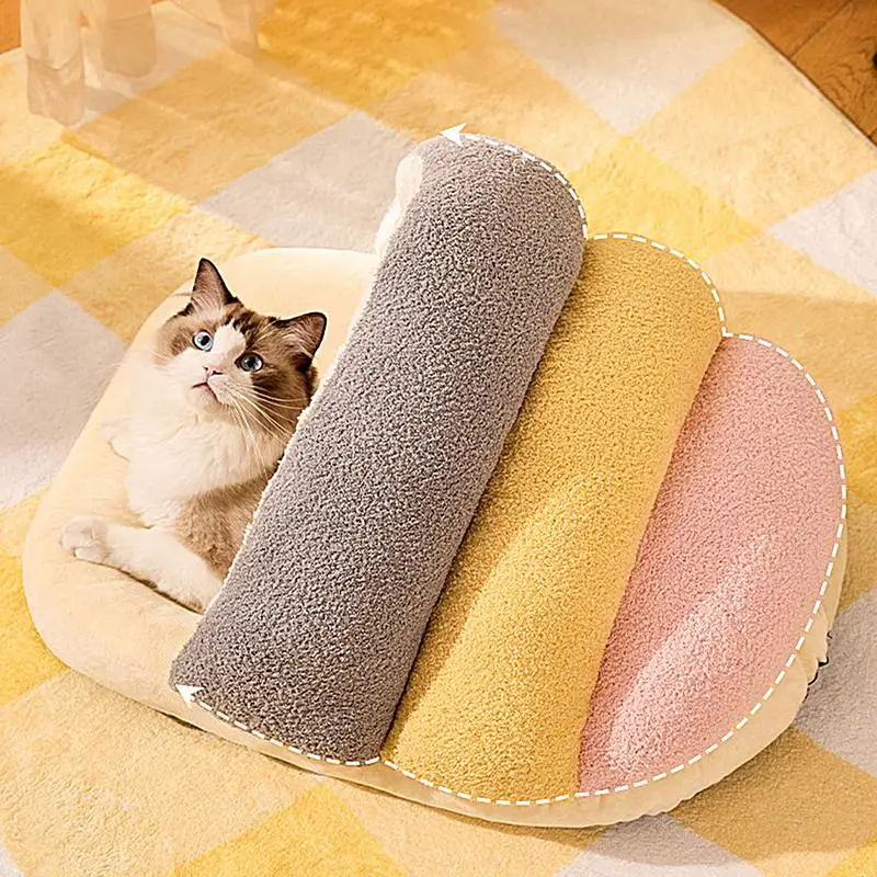 Cat Beds For Indoor Cats Slipper-Formed Cat Crate Cushion Detachable Cat Nest Bed Warm Cat Grooming Bed Comfortable For Cats