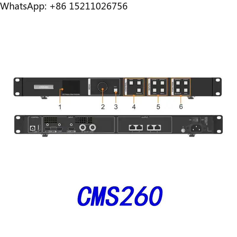 CMS260 LED Display Screen Video Processor Controller Built-In CMS High Brightness 500-5000cd/m 1920-3840Hz Refresh