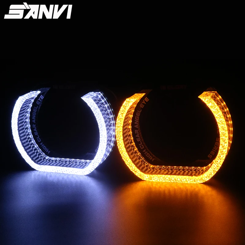 

SANVI 2pcs 3.0'' 120MM Crystal LED Angel Eyes White Yellow Halo Rings DRL For Car Headlight Up Bi LED&Xenon Projector Lens