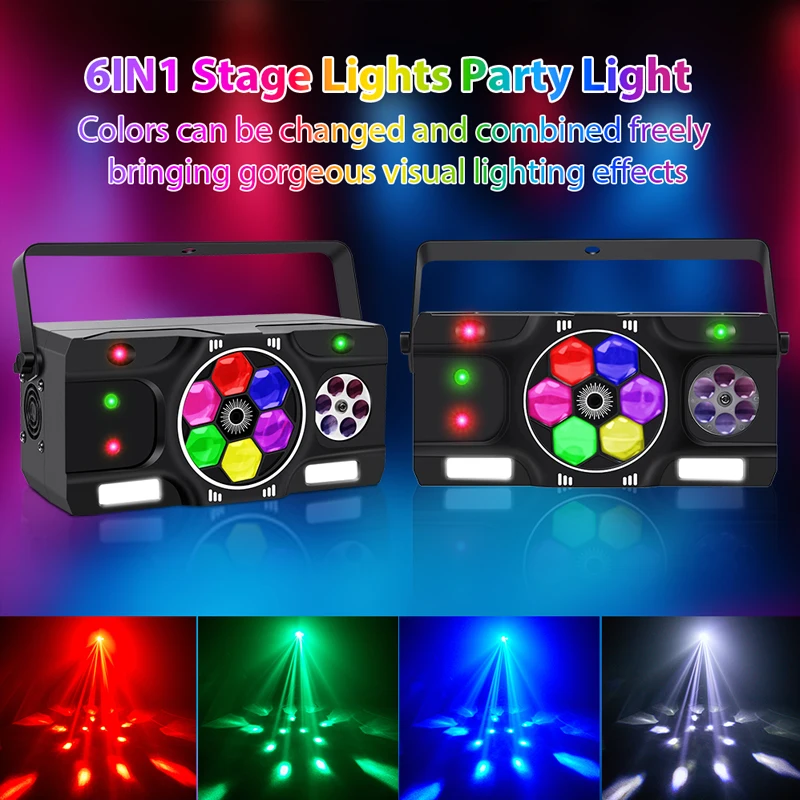 LED RGBW LED 5in1 Bee Eye Effect Strobe Stage Light 80W Starry Sky Night Light With Remote Control Green Red Beam Scanner Lights