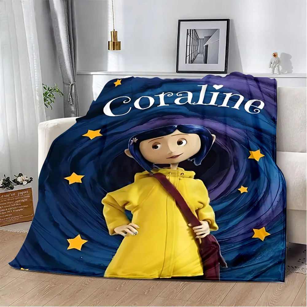 Printed Blanket Picnic Blankets Anime Horror Film C-Coralines Warm Soft and Comfortable Blanket Home Travel Birthday Gift