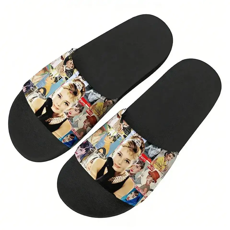 Audrey Hepburn Actress Slippers Home Water Shoes Pop Fashion Vintage Mens Womens Beach Pool Sandals Custom Summer Slipper
