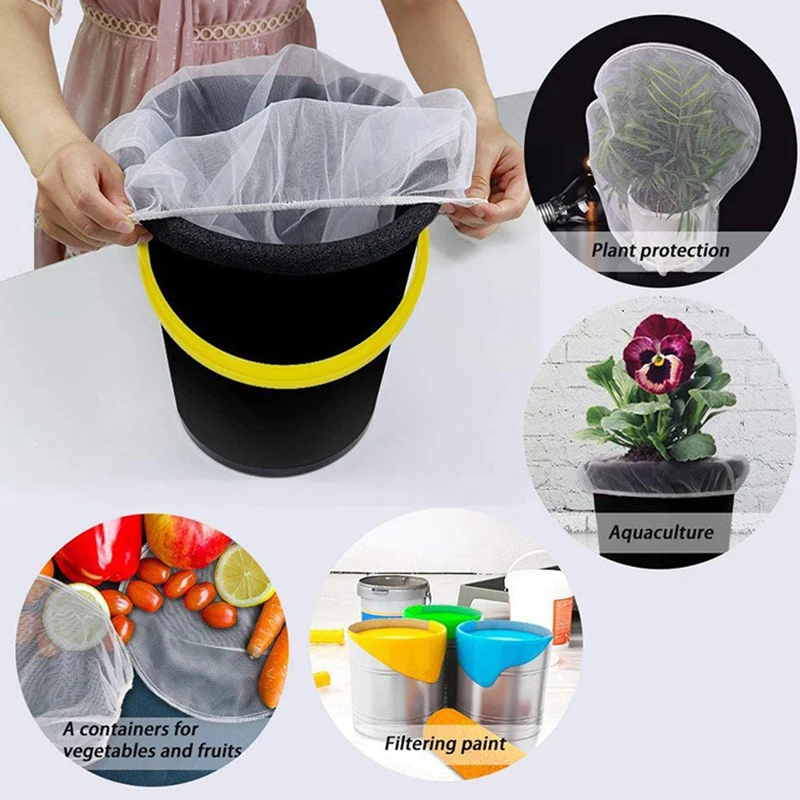 Paint Strainer Bag Gallon Paint Filter Fine Mesh Elastic Drawstring Top Opening Mesh Filter Paint Gardening Bucket Filters