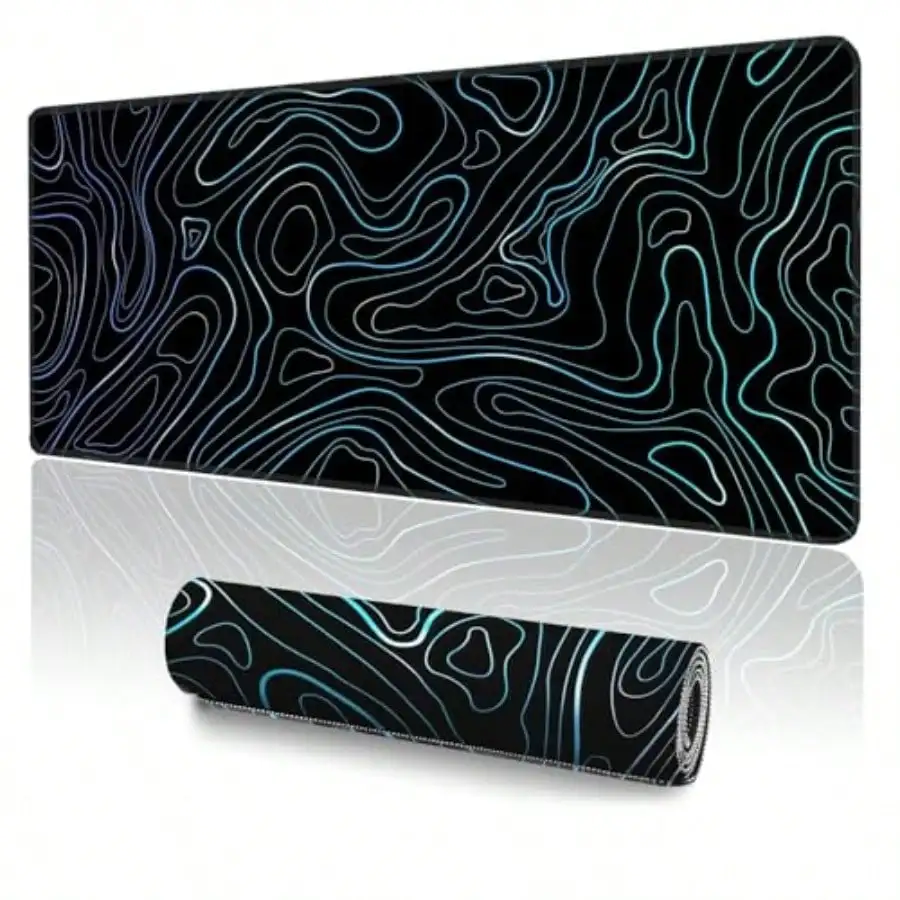 

Topographic XL Mouse Pad 35.4x15.7 Inch Large Gaming Desk Mat with Stitched Edges Waterproof Non-Slip XXL Keyboard Pad Aesthe