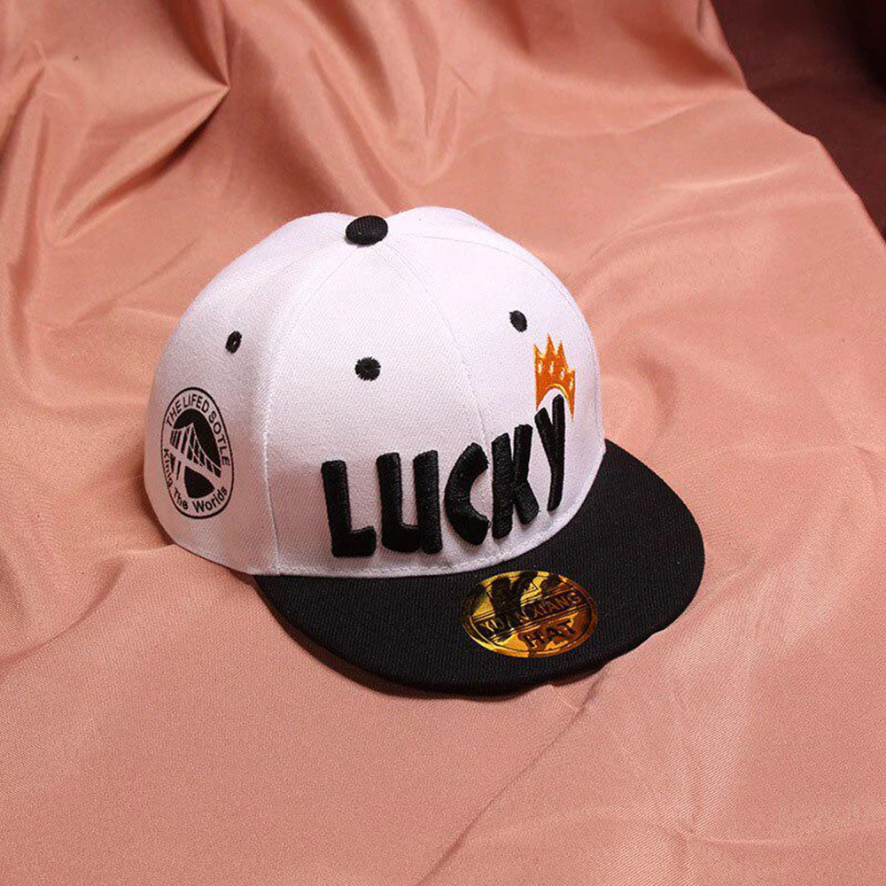 Lucky Baby Boys Sun Hat Embroidery Cotton Girls Baseball Caps Kids Children\'s Fashion Hip Hop Hat 3-10 Years