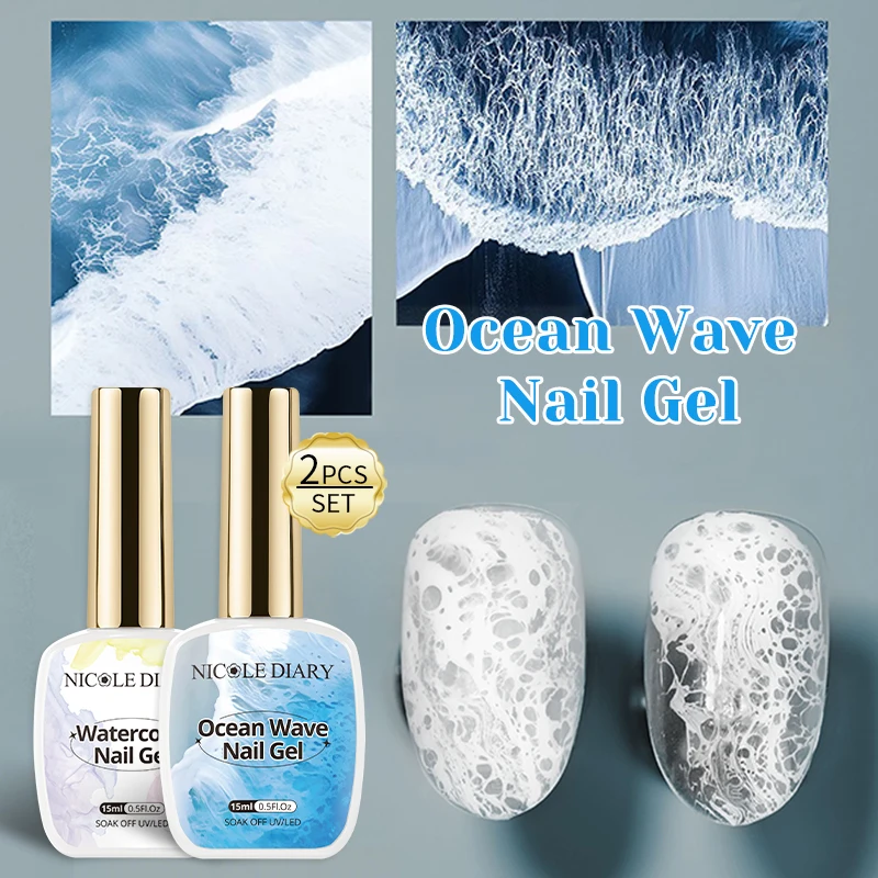 NICOLE DAIRY 15ml Bubble Ocean Wave Gel Weißer Gel-Nagellack Sommer-Nagellack UV LED Soak-Off-Gel für Nagelkunst Maniküre