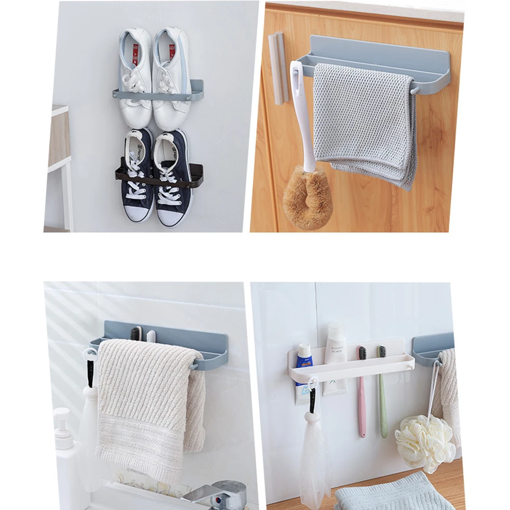 

5pcs Wall Mounted Shoe Rack No Punching Bathroom Organizer Hanging Holder Self Adhesive Hooks Space Saver Non Porous Surface