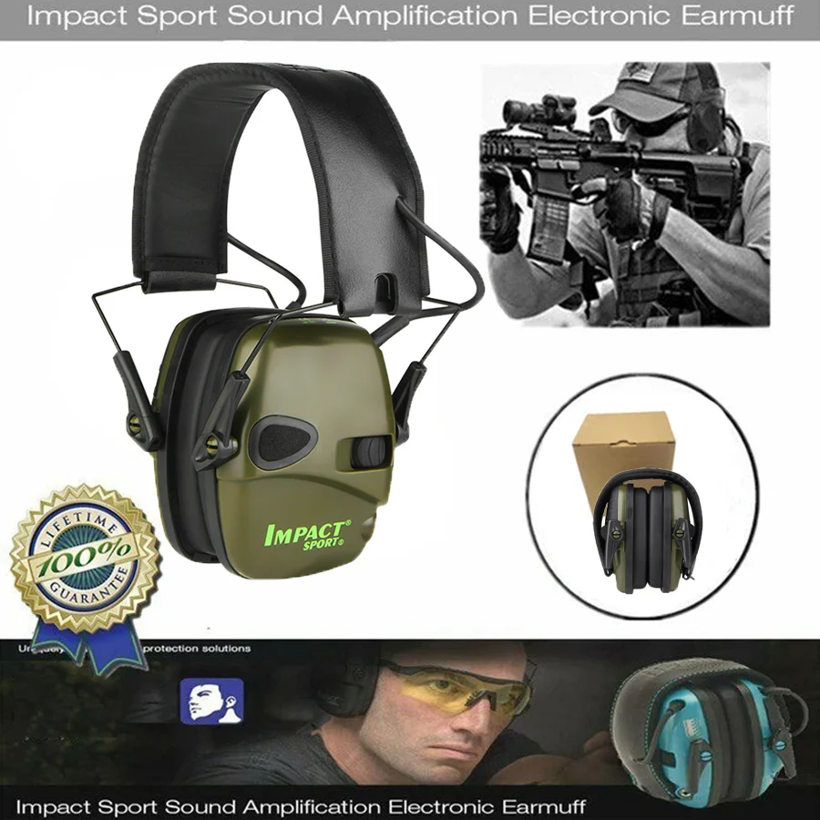 Electronic Shooting Earmuffs Tactical Impact Sound Amplification Headset Ear Protection Anti-noise Ear Muff With bag