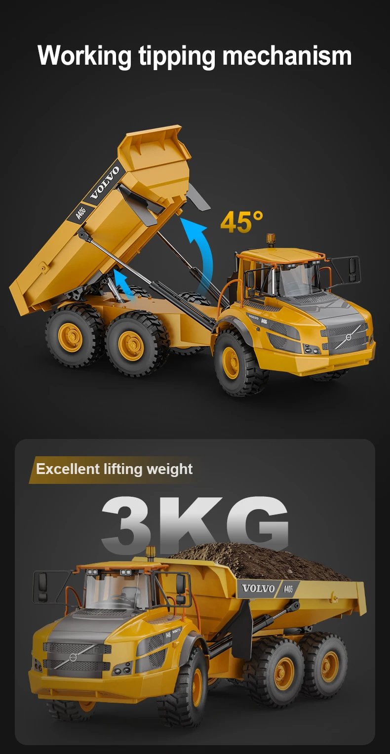 Double E 1:20 RC Truck Dumper 12CH 2.4G Radio Controlled Car Model Dump Trucks Tractor cars Toy boys Kids Christmas gift