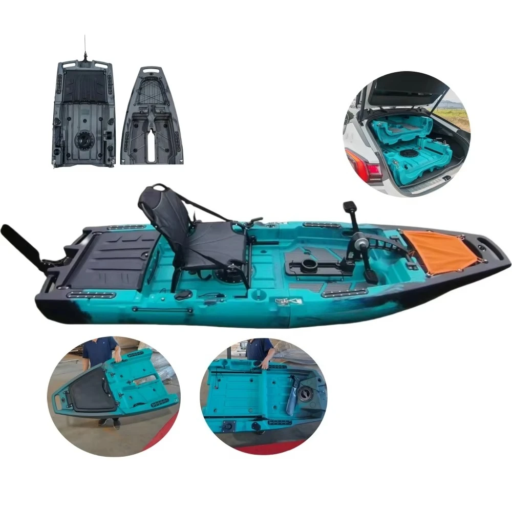 

LSF 9 FT Single Modular Pedal HDPE Kayak With Detachable 2-Section Hull Design Kayak for Lake Fishing and Touring