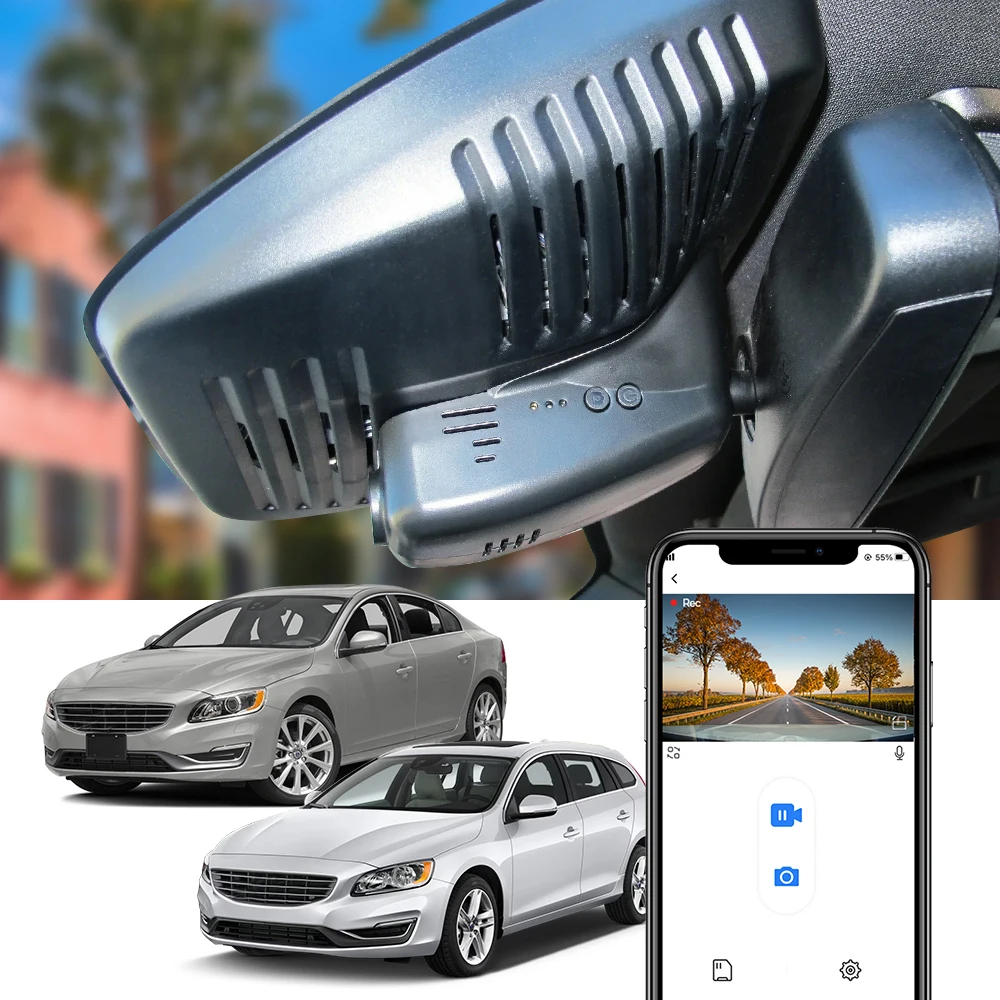 FITCAMX 4K Car Camera for Volvo S60/V60 2010-2018 & XC70 2012–2016, OEM Fit Dash Cam with Built-in WiFi APP Night Vision