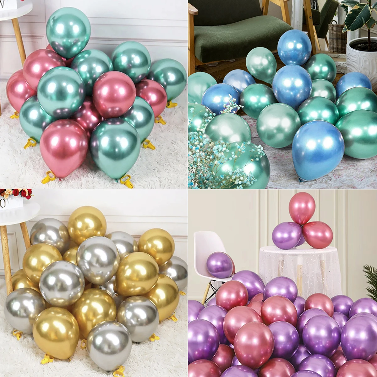 10pcs 10 Inch Metal Latex Balloons Golden Silver Round Macaron Balloons Birthday Party Wedding Balloon Decoration Baby Shower