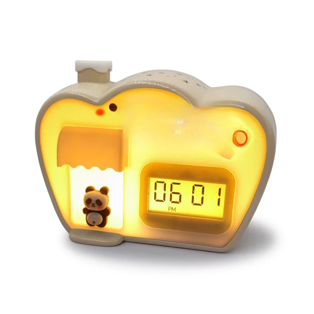 Children's cartoon bread house alarm clock, student dormitory bedroom bedside colorful pat night light alarm clock