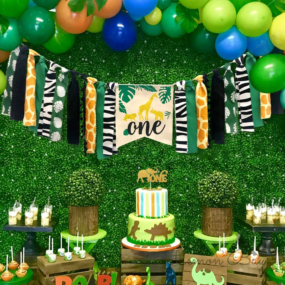 

Animal Theme Party Banner Cloth Bunting Decorative Flag Kids Birthday Wall Hanging nament Photo Prop Reusable Home