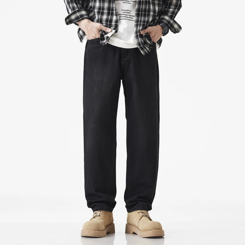 

black light craft simple fashion all match high-end tapered jeans