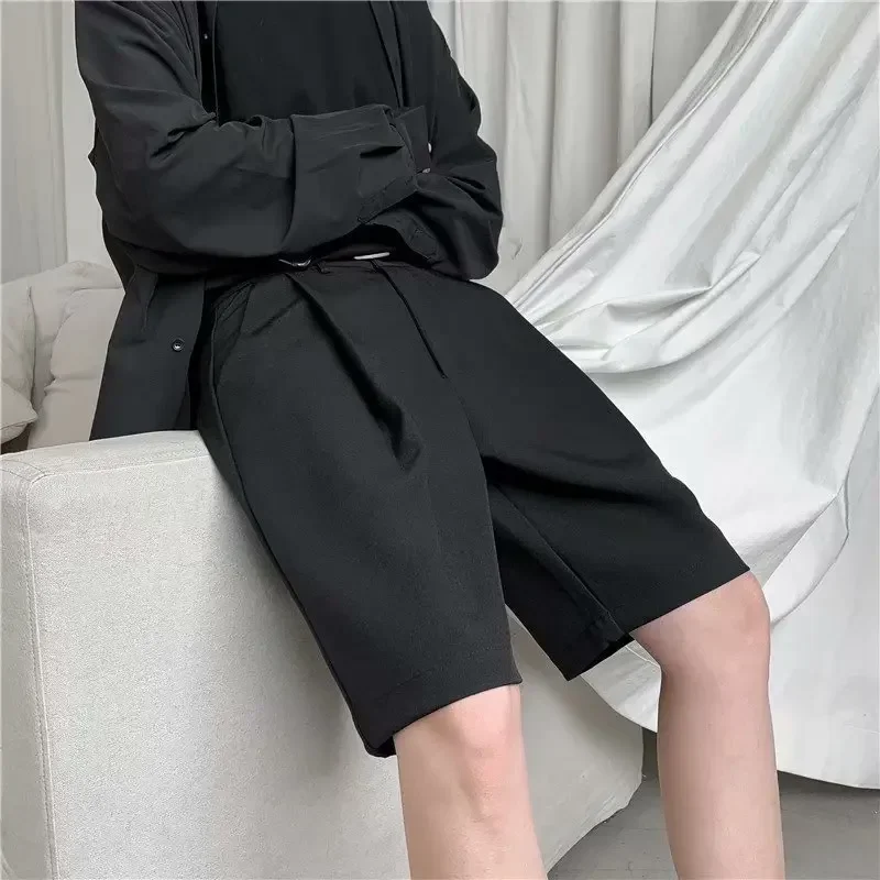 Men Shorts Solid Chic All-match Summer Thin Baggy Straight Ins Casual Trousers for Male Harajuku Simple Popular Men Clothing