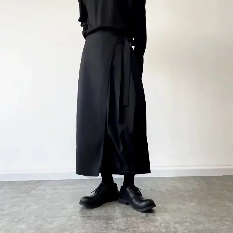 Autumn Japanese retro dark niche wide-leg fashionable men's culottes eight-point pants tooling casual pants hairstylist trend