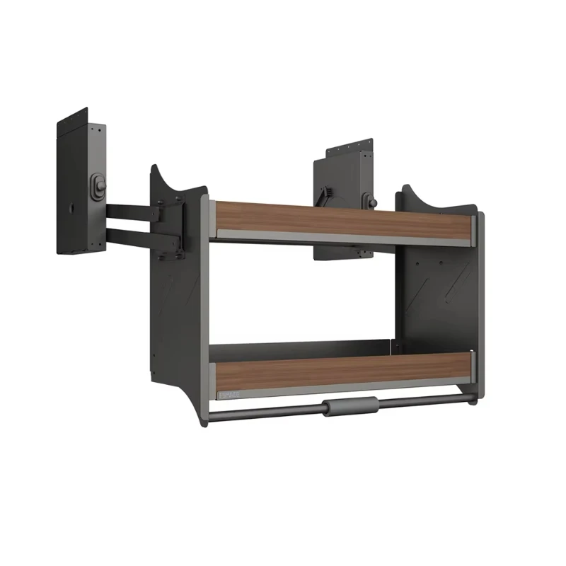 

Adjustable double-layer wall-mounted pull-out aluminum alloy heavy-duty kitchen storage rack for sliding baskets in cabinet