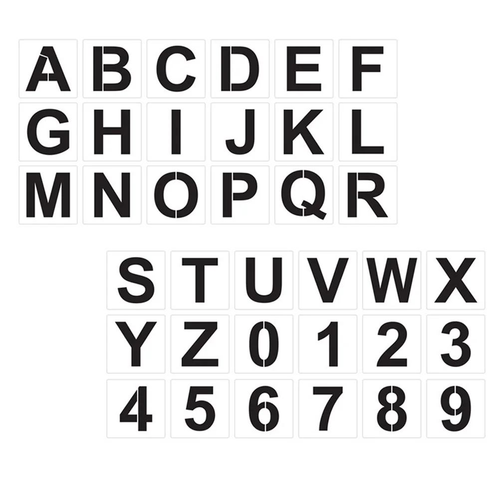 مجموعة واحدة من قالب رسم أرقام الحروف الأبجدية الكبيرة للوحة باب الحائط DIY رسم الأبجدية القابلة لإعادة الاستخدام