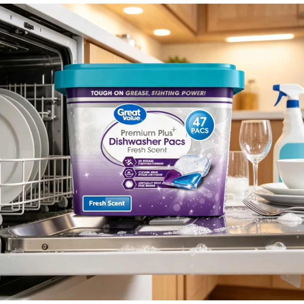 Great Value Premium Plus Dishwasher Pacs, Fresh Scent, 47 Count