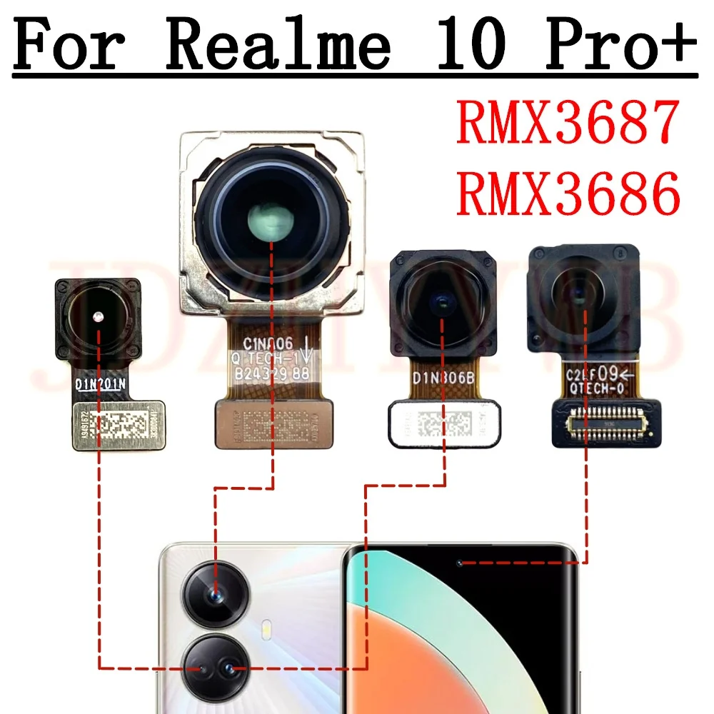 Front Rear Camera For Realme 10 Pro+ 10Pro+ RMX3687 RMX3686 Selfie Wide Back Main Camera Module Flex Cable Parts