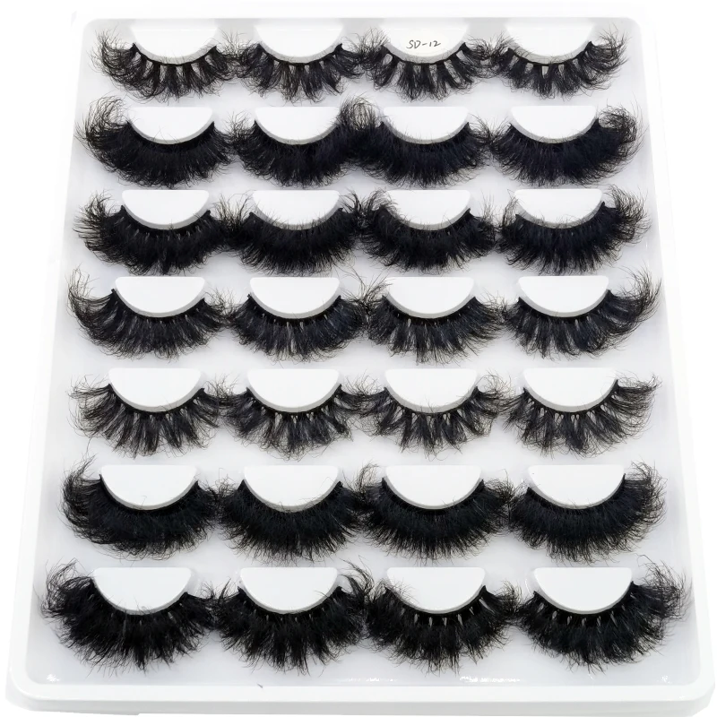 HBZGTLAD 14 Paar Wimpern 25mm Kunstnerz-Wimpern Langanhaltende Flauschige Nerzwimpern Dramatische Volumen-Wimpernverlängerung Dick Lang – Detail 31