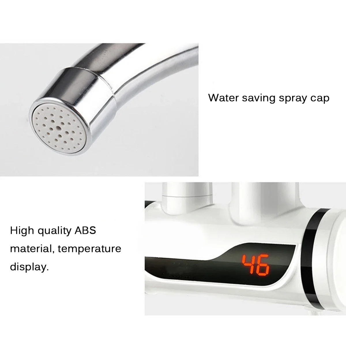 Instant Hot Water Faucet Heater 3000W - Kitchen Tankless Heater - Cold/Hot Tap - Electric Water Heater