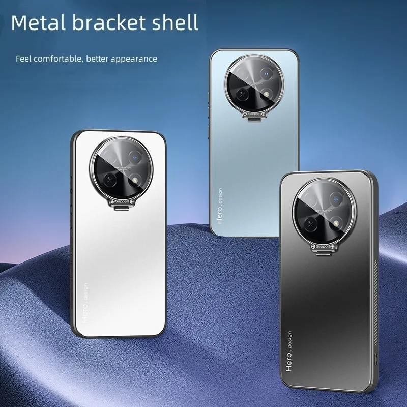 Metal Hidden Bracket Case For Huawei Enioy 70 Pro 60X Play 60 plus 50 Maimang 30 Magnetic Iron Sheet Shell Lens Protection Cover