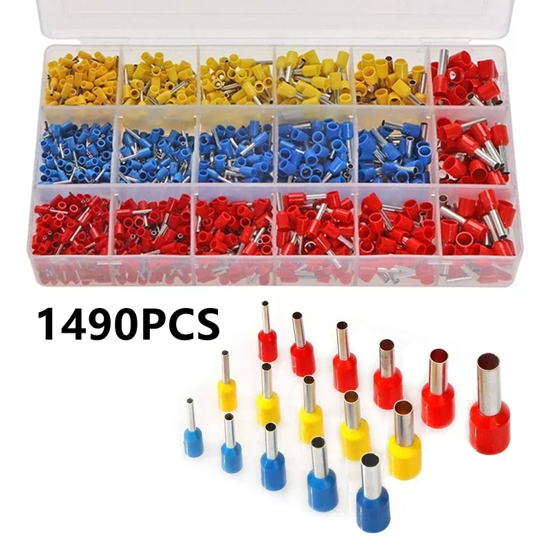 1000/1490 peças conector de fio e0508 e1008 e1508 e2508 e4009 virolas isoladas conector bloco cabo final friso terminais ve