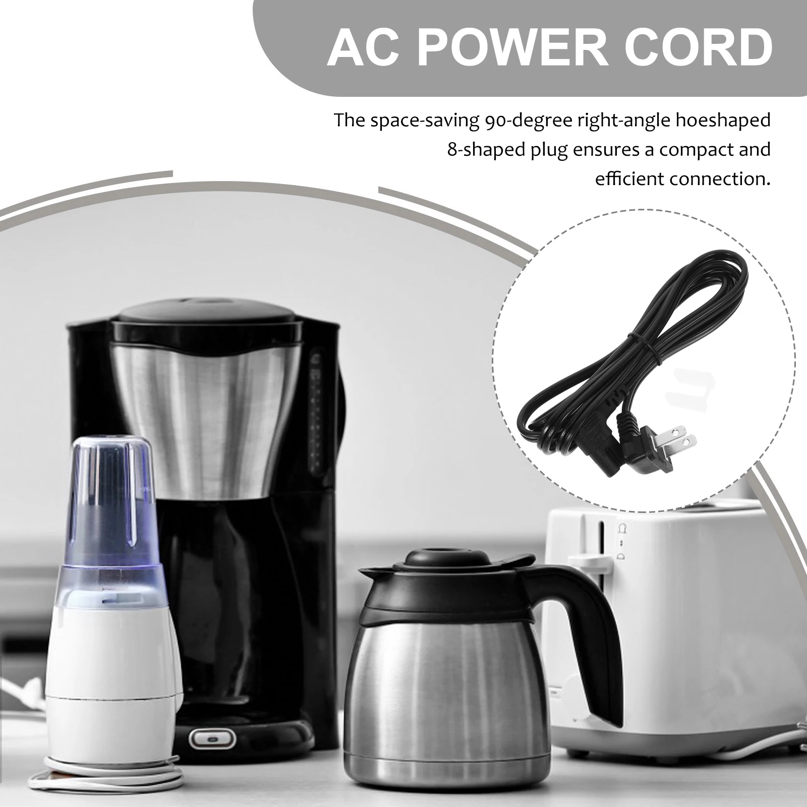 

American Style 2 Prong Power Cord Flat Plug Angled Design Appliance Replacement Extension Cable Durable PVC Copper Electrical