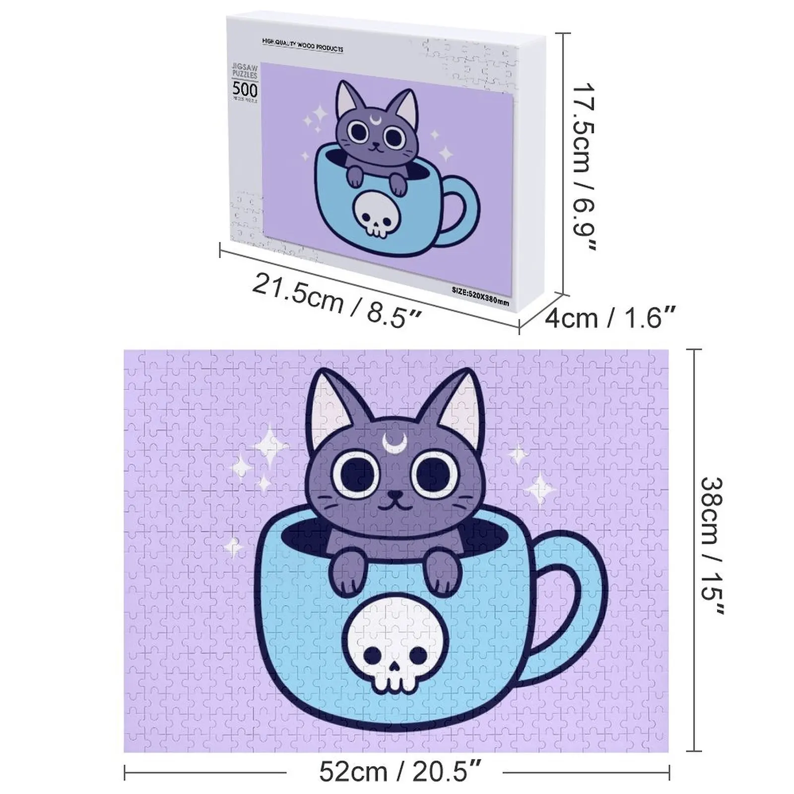 Tè magico nero / caffè Gatto Nikury Jigsaw Puzzle Giocattoli personalizzati Motori in scala Regali personalizzati per animali per bambini Puzzle