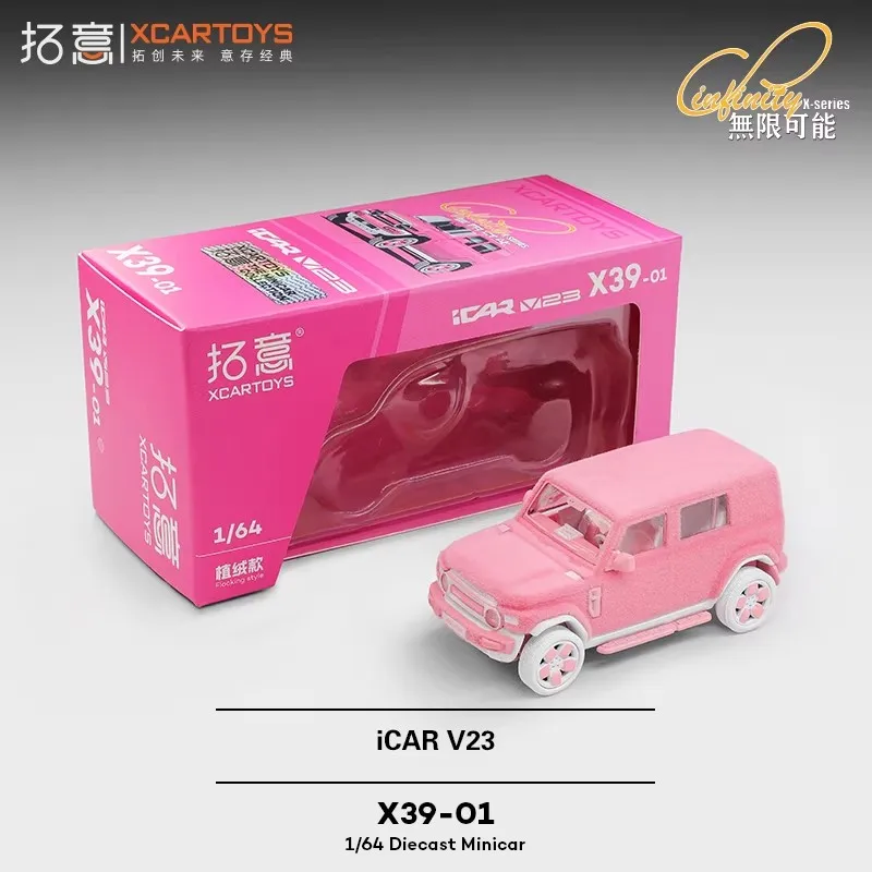 

Модель автомобиля XCARTOYS POPRACE 1/64 X39-01 Chery iCAR V23 Fluffy Pink SUV, серия реплик, детские подарки на Рождество, игрушки для мальчиков