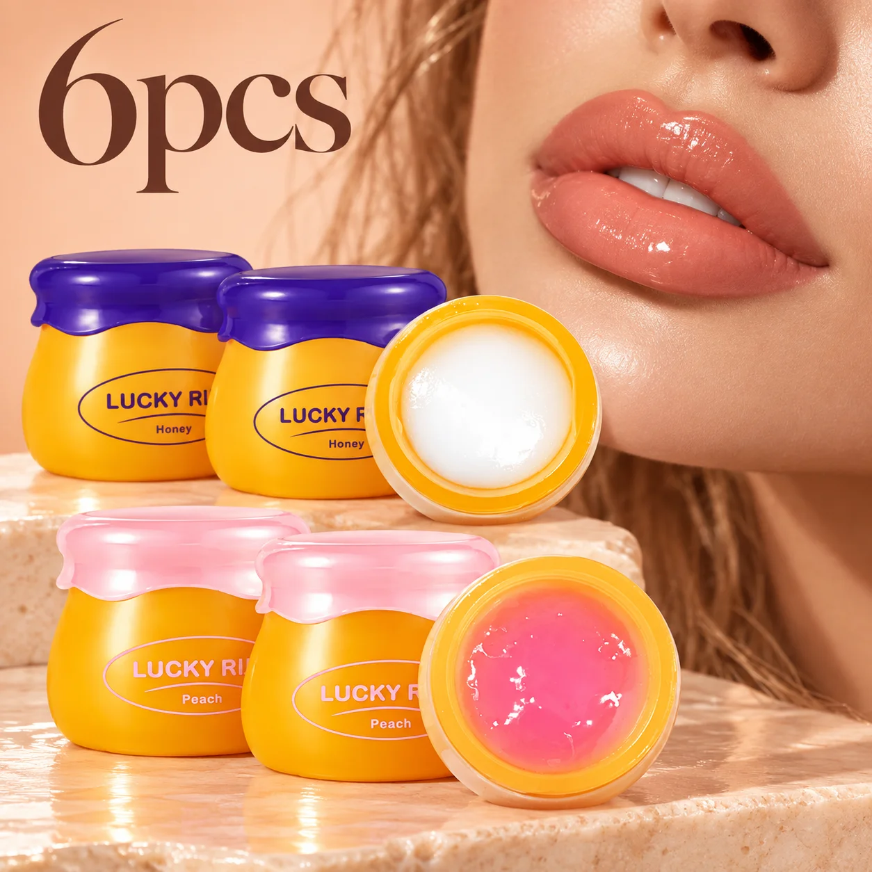 6pc Base Lipstick, Fruit-Flavored Lip Gloss, Lipstick, Party Favor Gifts, Holiday Presents, Keepsakes,Long-Lasting Moisturizing