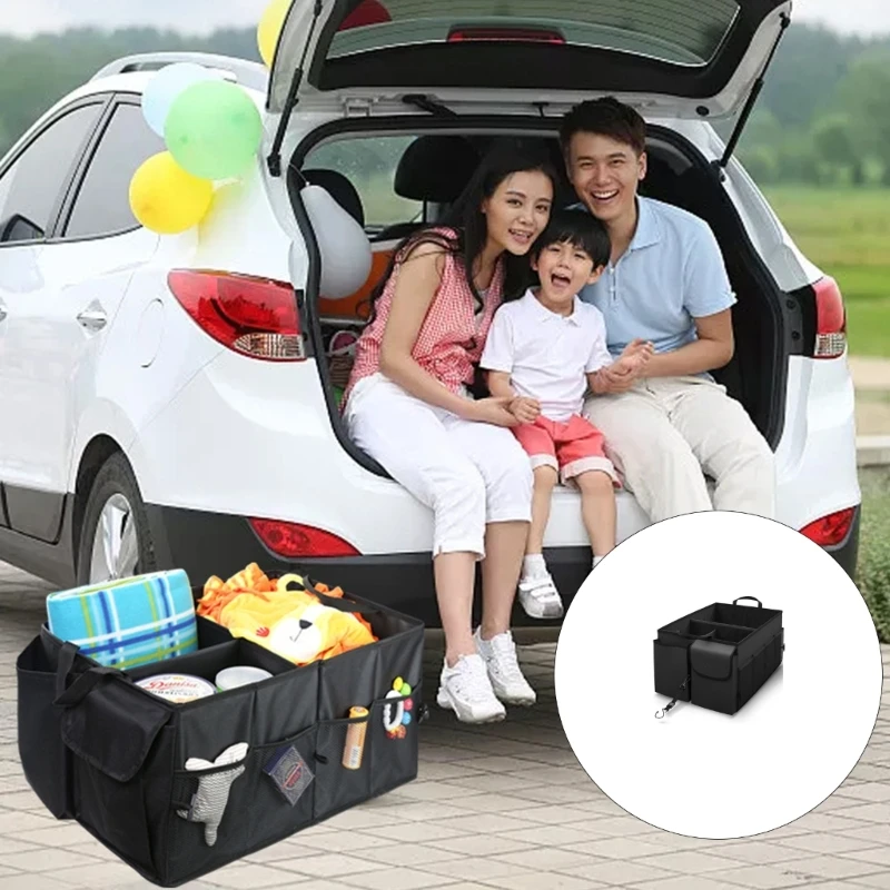 

242D Heavy Duty Oxford Fabric Trunk 68L Foldable Storage With Adjustable Strap SUV Sedan Truck Vehicle Accessories