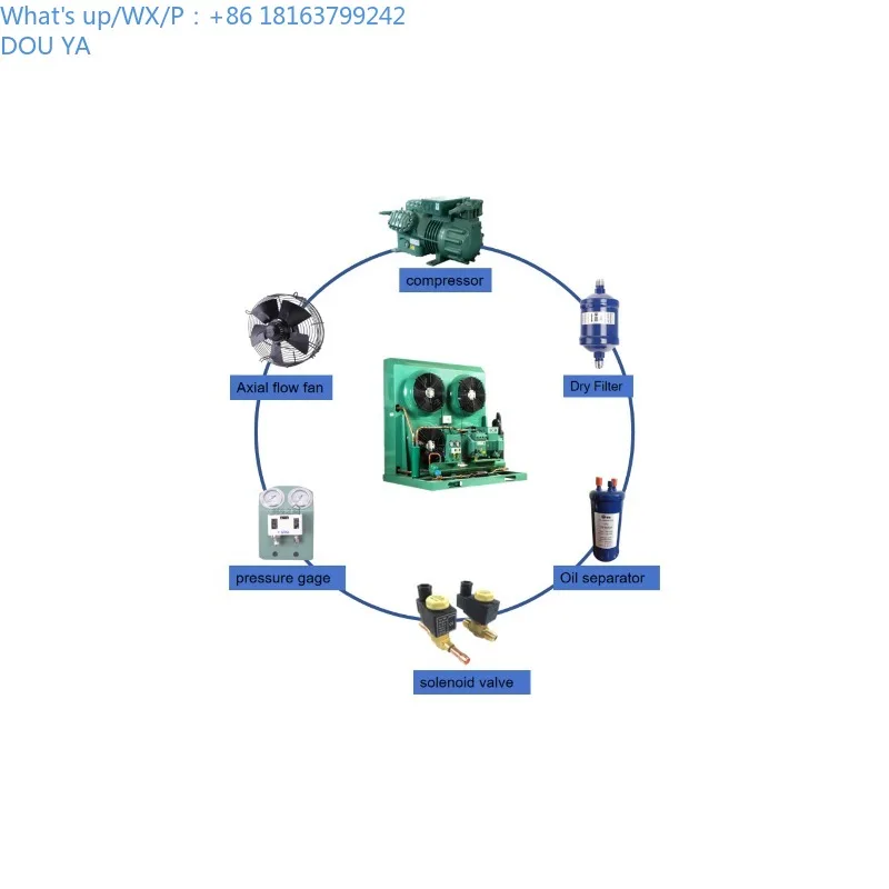 Compresor hermético industrial Unidad de condensación refrigerada por aire y agua trifásico de 8HP con motor para refrigeración por congelador