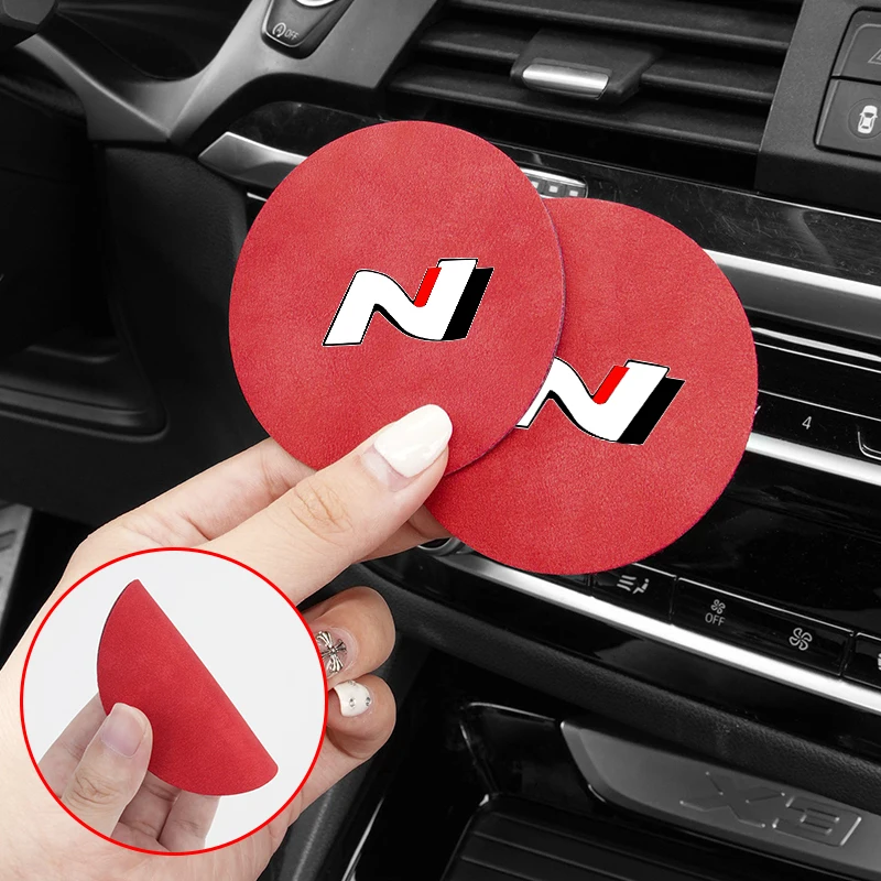 Car Coasters Water Cup Holder Pad Non-slip Cup Slot Mat For Hyundai N Line Performance I30 Sonata Elantra Veloster Kona Tucson