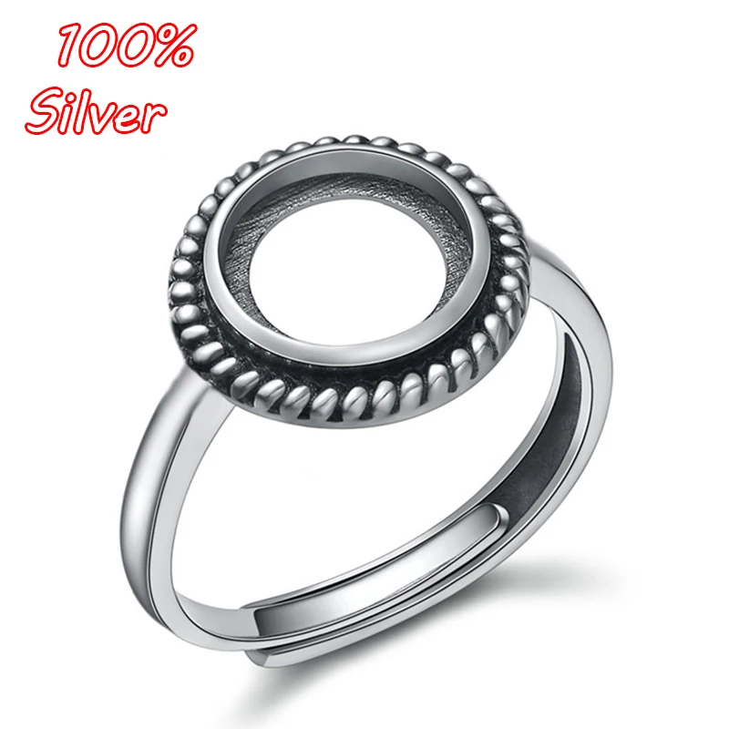 

6-13MM 100% 925 Sterling Silver Adjustable Ring Blank Base Bracket Tray DIY Setting Jewelry Findings Making Accessories